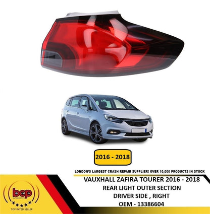 VAUXHALL ZAFIRA TOURER 2016 - 2018 REAR LIGHT OUTER SECTION DRIVER SIDE RIGHT