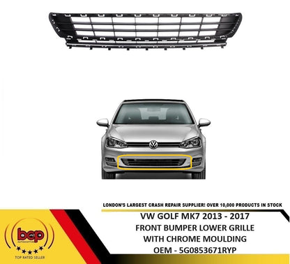 VOLKSWAGEN GOLF MK7 2013 – 2017 FRONT BUMPER LOWER GRILLE WITH CHROME MOULDING