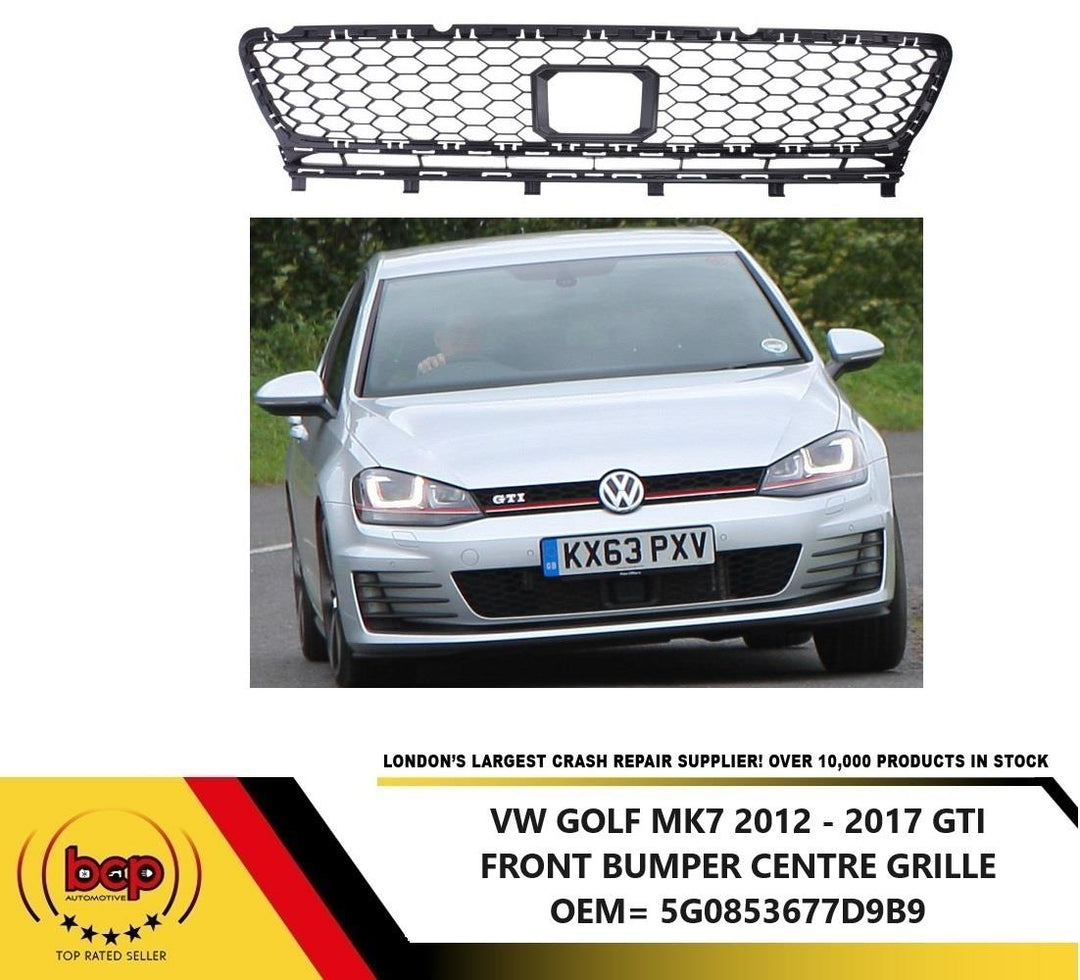 VW GOLF GTI FRONT BUMPER CENTRE GRILLE WITH CAMERA CRUISE HOLE 2013 - 2017