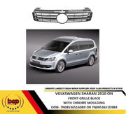 VOLKSWAGEN SHARAN 2010 - 2015 MAIN RADIATOR GRILLE BLACK CHROME TRIM NO BADGE