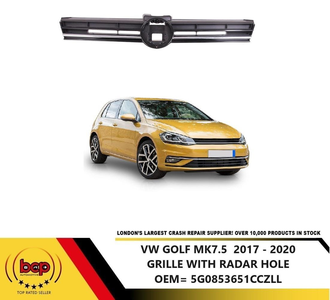 VW GOLF MK 7.5 2017 - 20 FRONT GRILLE WITH RADAR HOLE RADIATOR UPPER TOP