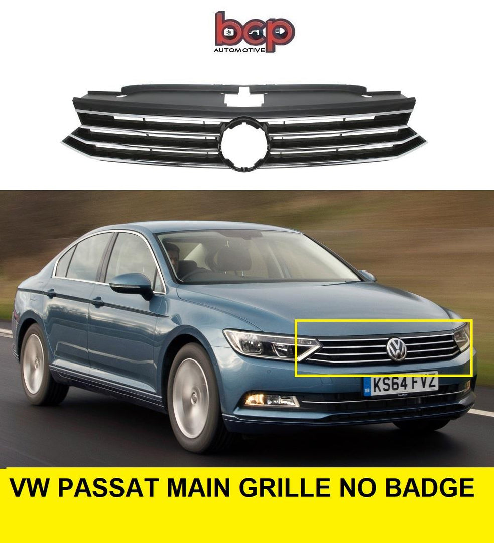 VW PASSAT 2015 - 2018 FRONT MAIN GRILLE WITH CHROME AND BLACK OEM QUALITY
