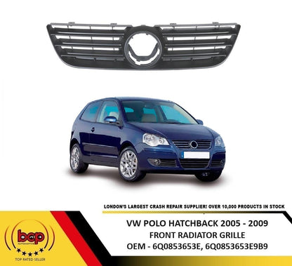 VOLKSWAGEN POLO HATCHBACK 2005 – 2009 MAIN RADIATOR GRILLE BLACK