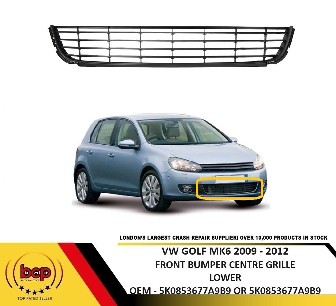 VW GOLF MK6 2008 - 2013 FRONT BUMPER GRILLE LOWER CENTER GRILLE SLAT TYPE