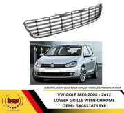 VOLKSWAGEN GOLF MK6 2008 - 2013 FRONT BUMPER LOWER CENTER GRILLE WITH CHROME NEW