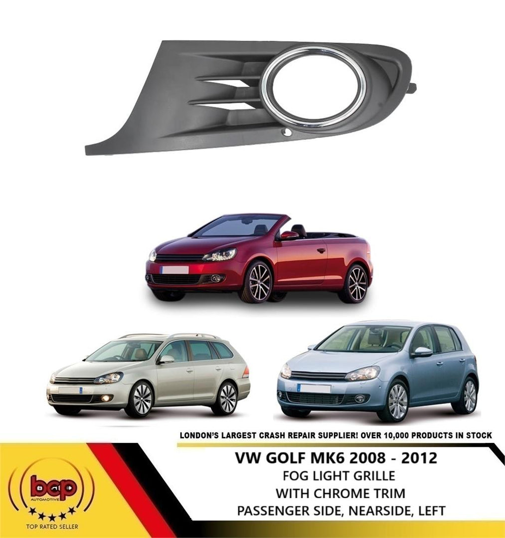 VOLKSWAGEN GOLF MK6 2008 2013 FRONT BUMPER GRILLE W/FOG HOLE LEFT