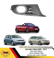 VOLKSWAGEN GOLF MK6 2008-2013 FRONT BUMPER GRILLE RIGHT WITH FOG TYPE