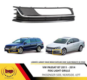 VW PASSAT 2011 - 2014  FRONT BUMPER FOG LIGHT GRILLE WITH CHROME LEFT PASSENGERS