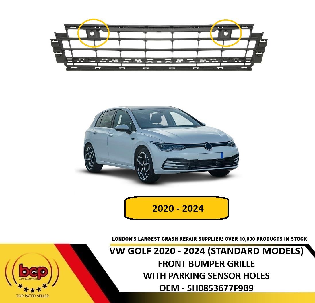 VW GOLF MK8 2020 - 2024 FRONT BUMPER LOWER GRILLE WITH PARKING SENSOR HOLES