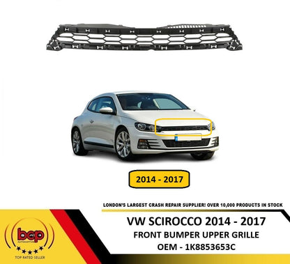 VOLKSWAGEN VW SCIROCCO 2014 – 2017 FRONT BUMPER UPPER CEENTRE GRILLE NEW