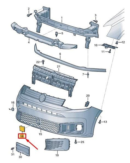 VW CADDY 2020 ON FRONT BUMPER LOWER GRILLE RADAR COVER ADAPTIVE CRUIS 2K7807631B