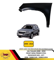 VOLKSWAGEN TIGUAN 2008 - 2016 FRONT WING PASSENGERS SIDE LEFT BRAND NEW PRIMED