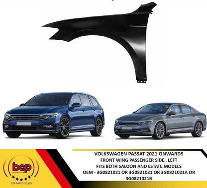 VW PASSAT 2021 ON  FRONT WING PASSENGER SIDE FENDER PANEL LEFT PRIMED OEM QUALITY