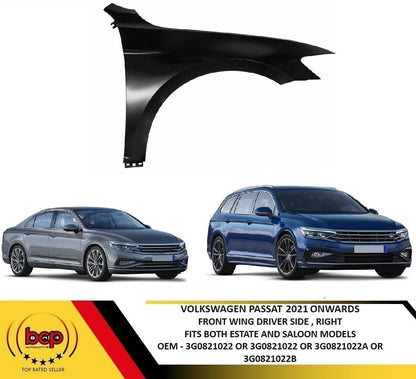 VW PASSAT 2021 ON FRONT WING DRIVER SIDE FENDER PANEL RIGHT PRIMED OEM QUALITY