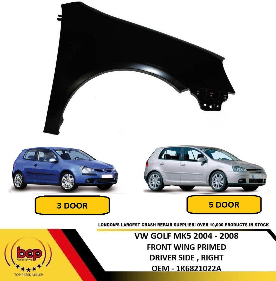 VW GOLF MK5 2004 - 2009 FRONT WING FENDER RIGHT DRIVERS SIDE HATCHBACK ONLY