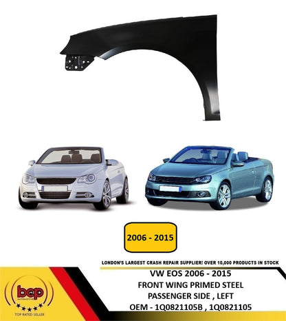 VW EOS 2006 - 2015 FRONT WING FENDER PRIMED PASSENGER SIDE LEFT NEW 1Q0821105