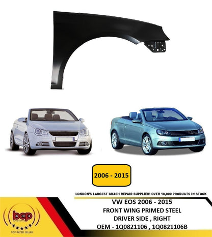 VW EOS 2006 - 2015 FRONT WING FENDER PRIMED DRIVER SIDE RIGHT NEW 1Q0821106