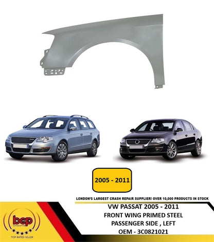 VOLKSWAGEN PASSAT B6 2005 - 2011 FRONT WING FENDER PRIMED PASSENGER SIDE LEFT