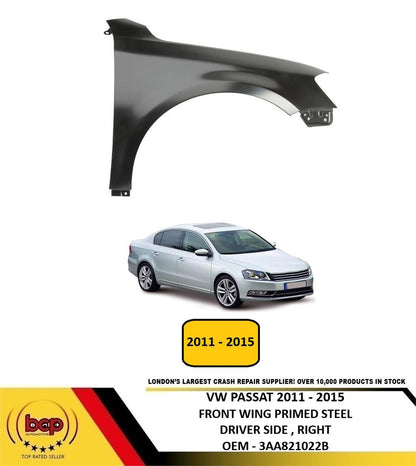 VW PASSAT B7 2011 - 2015 FRONT WING PRIMED STEEL DRIVER SIDE RIGHT O/S NEW