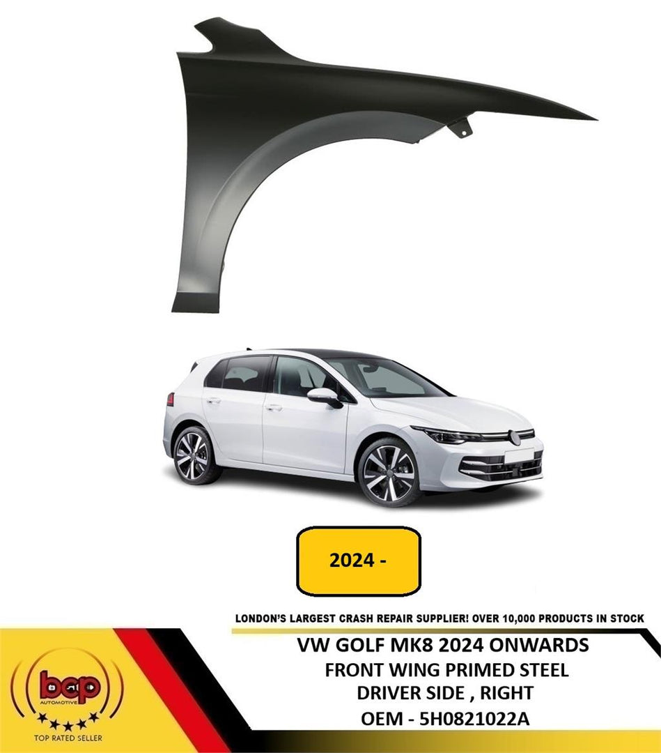 VW GOLF MK8 FACELIFT 2024 ONWARDS FRONT WING FENDER PRIMED DRIVER SIDE RIGHT NEW