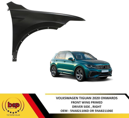 VW TIGUAN 2020 - 2024 FRONT WING DRIVER SIDE FENDER PANEL RIGHT