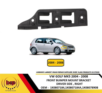 VW GOLF MK5 2004 – 2008 FRONT BUMPER TO WING MOUNT BRACKET SLIDER DRIVER RIGHT