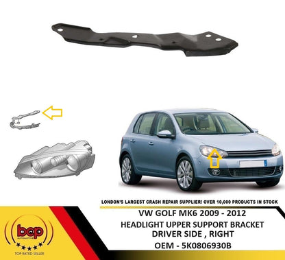 VW GOLF MK6 2009 - 2012 HEADLIGHT FRONT PANEL UPPER SUPPORT BRACKET RIGHT