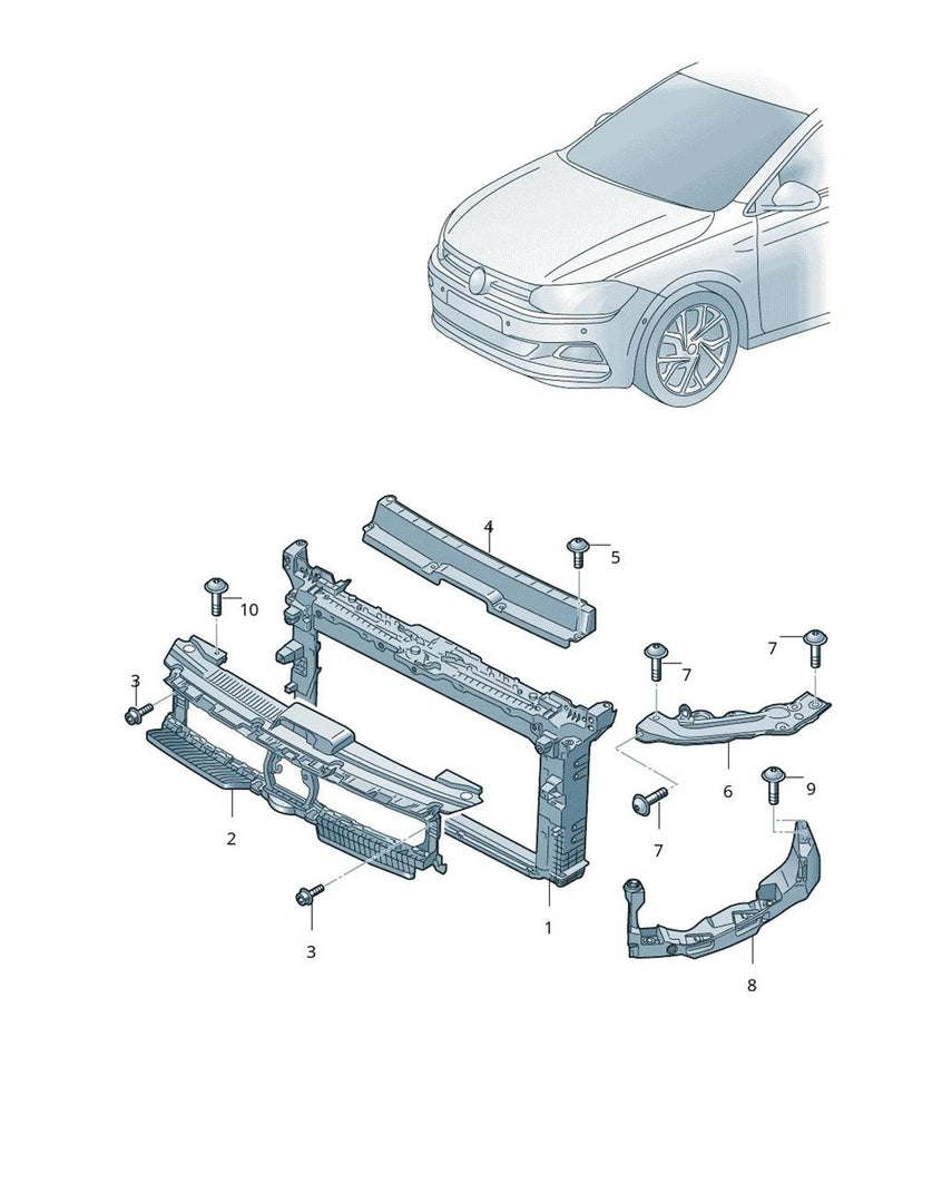 VW POLO 2021 ON HEADLAMP PANEL UPPER BRACKET MOUNT METAL PASSENGER SIDE LEFT