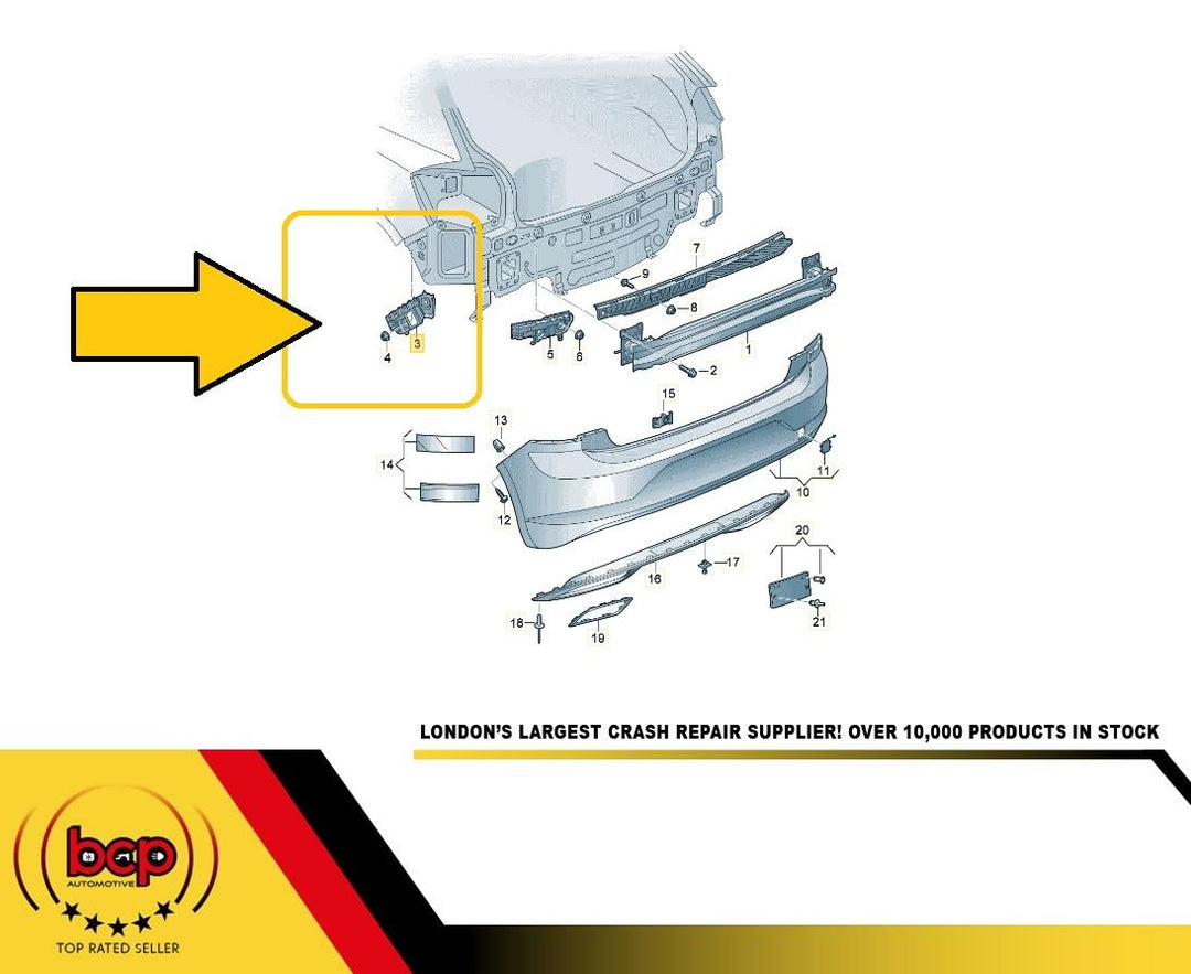 VW POLO 2017 - 2021 REAR BUMPER BRACKET OUTER LEFT PASSENGER 2G6807393B