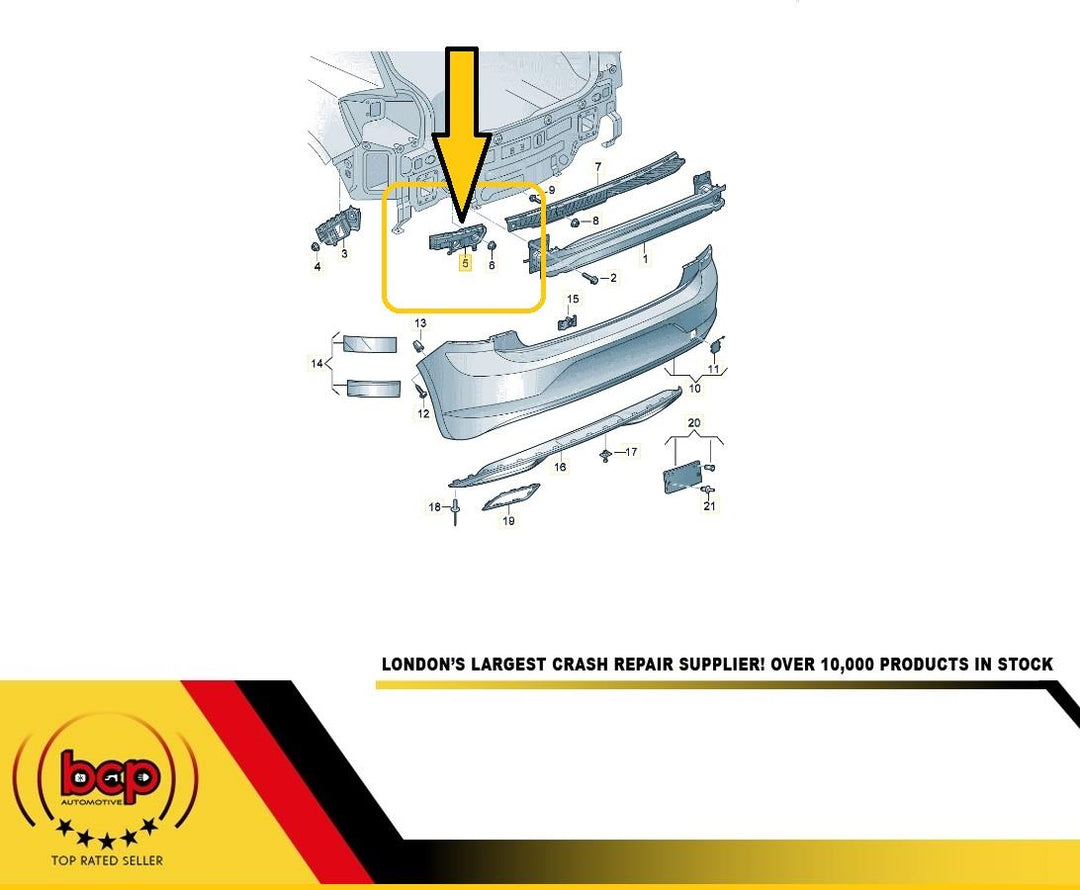 VW POLO 2017 - 2021 REAR BUMPER BRACKET INNER LEFT PASSENGERS SIDE 2G6807453A