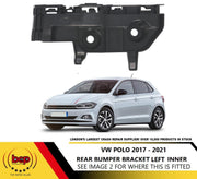 VW POLO 2017 - 2021 REAR BUMPER BRACKET INNER LEFT PASSENGERS SIDE 2G6807453A