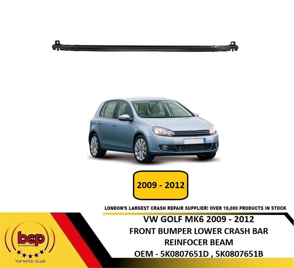 VW GOLF MK6 2009 – 2012 FRONT BUMPER CRASH IMPACT LOWER REINFORCEMENT BAR NEW