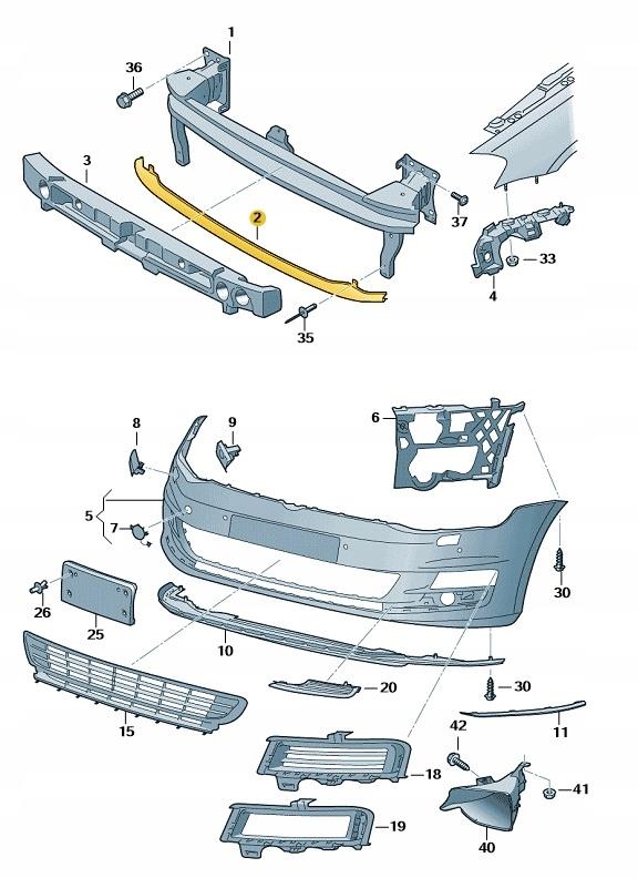VW GOLF MK7 2013 -2017 FRONT BUMPER LOWER REINFORCER IMPACT CRASH BAR 5G0807651A