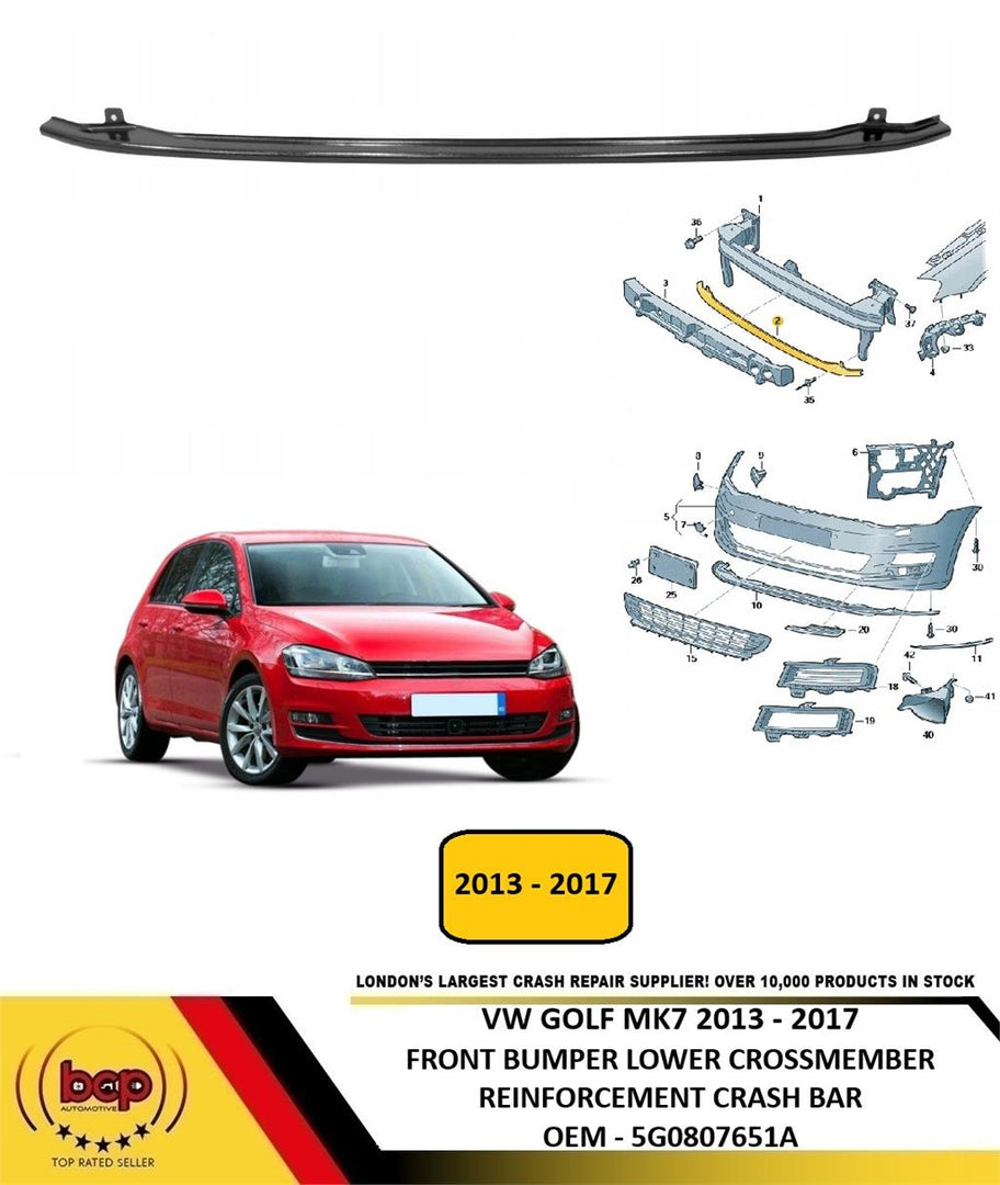 VW GOLF MK7 2013 -2017 FRONT BUMPER LOWER REINFORCER IMPACT CRASH BAR 5G0807651A