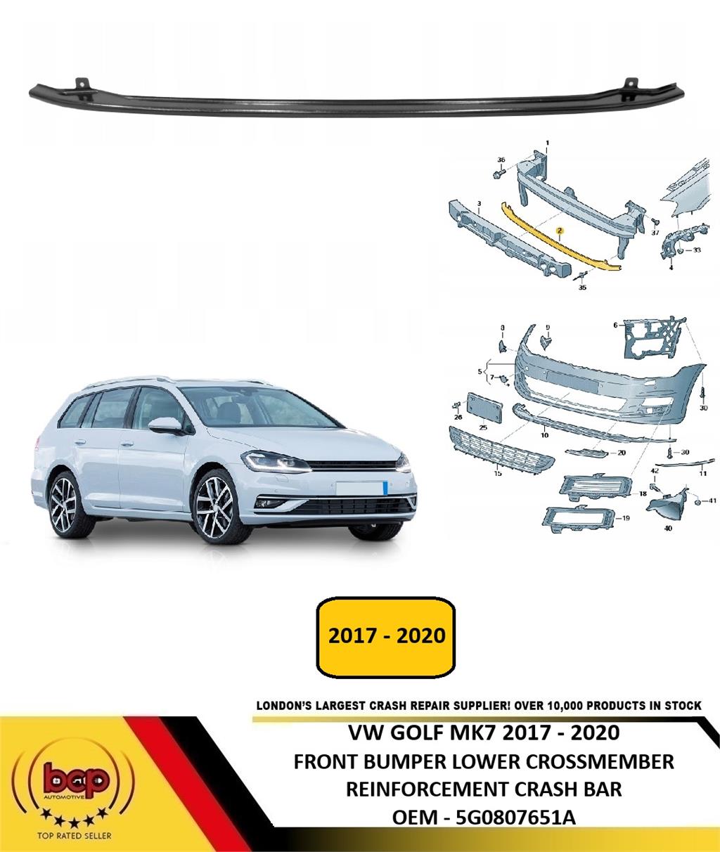 VW GOLF MK7 2017 -2020 FRONT BUMPER LOWER REINFORCER IMPACT CRASH BAR 5G0807651A