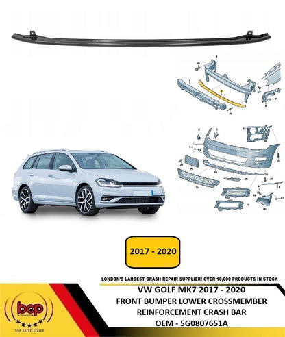 VW GOLF MK7 2017 -2020 FRONT BUMPER LOWER REINFORCER IMPACT CRASH BAR 5G0807651A