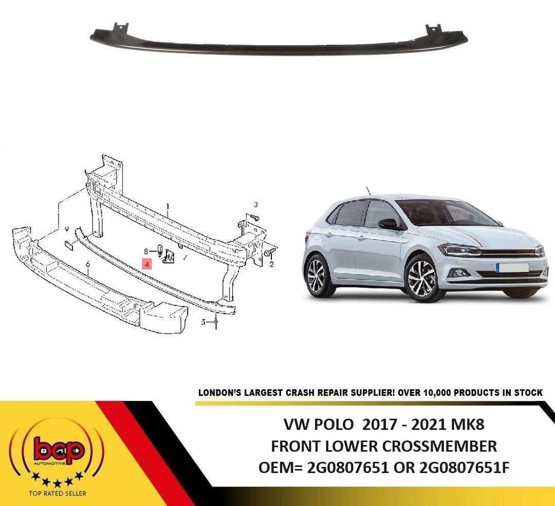 VW POLO 2018 - 2021 FRONT BUMPER LOWER REINFORCEMENT CROSSMEMBER