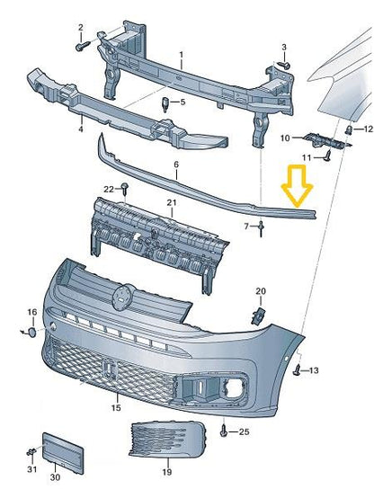 VW CADDY VAN 2020 ON FRONT BUMPER LOWER REINFORCEMENT BEAM CROSSMEMBER 2K7807651