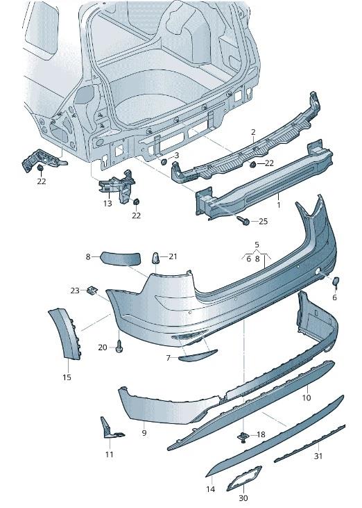 VW GOLF MK7 2013 - 2017 REAR BUMPER REINFORCER IMPACT CRASH BAR STEEL 5G0807305