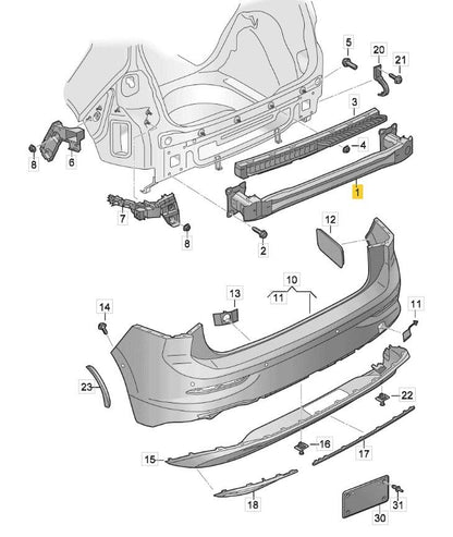 VW GOLF MK8 2020 ON REAR BUMPER REINFORCER IMPACT CRASH BAR STEEL NEW 5H0807305F