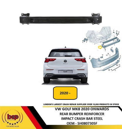 VW GOLF MK8 2020 ON REAR BUMPER REINFORCER IMPACT CRASH BAR STEEL NEW 5H0807305F