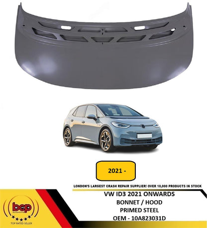 VW ID3 2021 ONWARDS BONNET HOOD PRIMED STEEL OEM 10A823031D