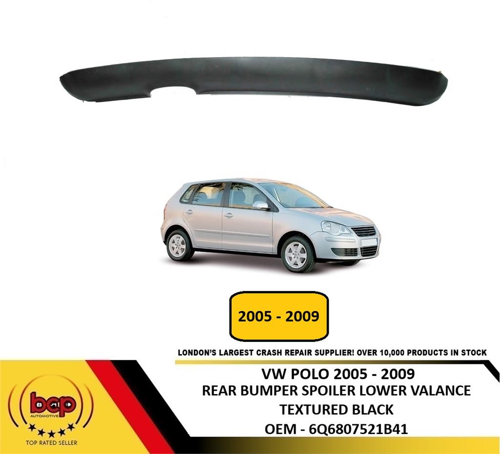 VW POLO 2005 - 2009 REAR BUMPER SPOILER VALANCE TEXTURED BALCK OEM 6Q6807521B41