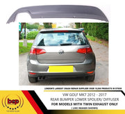 VW GOLF MK7 2013 – 2017 REAR BUMPER LOWER SPOLIER DIFFUSER FOR TWIN EXHAUST CARS