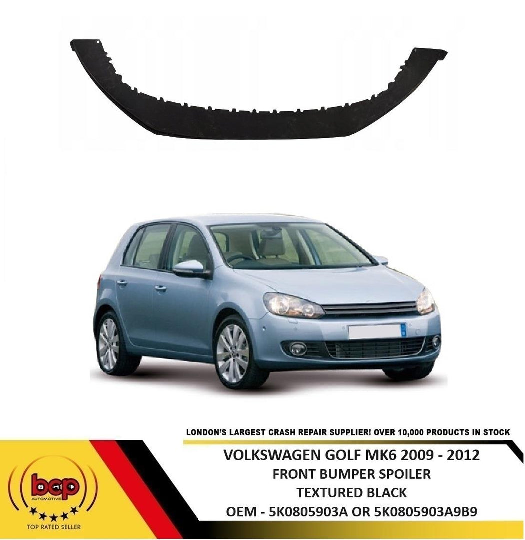 VW GOLF 2009 - 2012 FRONT BUMPER LOWER SPOILER TEXTURED 5 AND 3 DOOR HATCHBACK