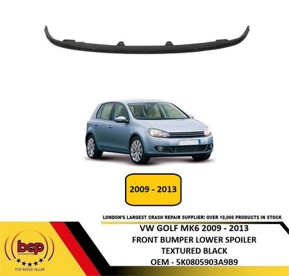 VW GOLF MK6 2009 - 2013 FRONT BUMPER LOWER SPOILER RETAINER BLACK 5K0805903A9B9