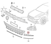 VW POLO 2018 -2021 FRONT BUMPER LOWER MOULDING GRILLE WITH CHROME TRIM RIGHT O/S
