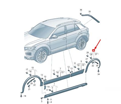 VW TROC TROC 2017 - 2022 REAR WHEEL ARCH TRIM MOULDING PASSENGER SIDE LEFT
