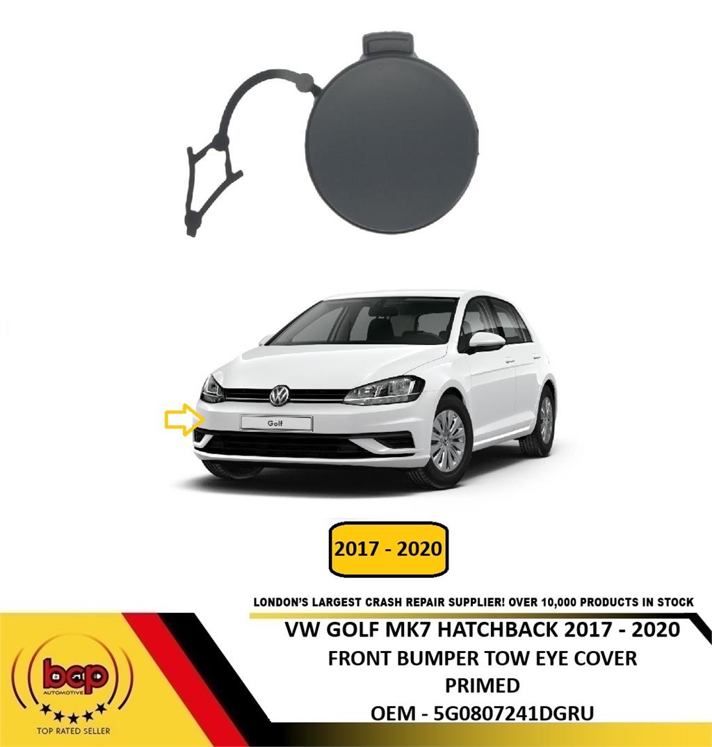 VW GOLF MK7 HATCHBACK 2017 – 2020 FRONT BUMPER TOWING EYE COVER PRIMED