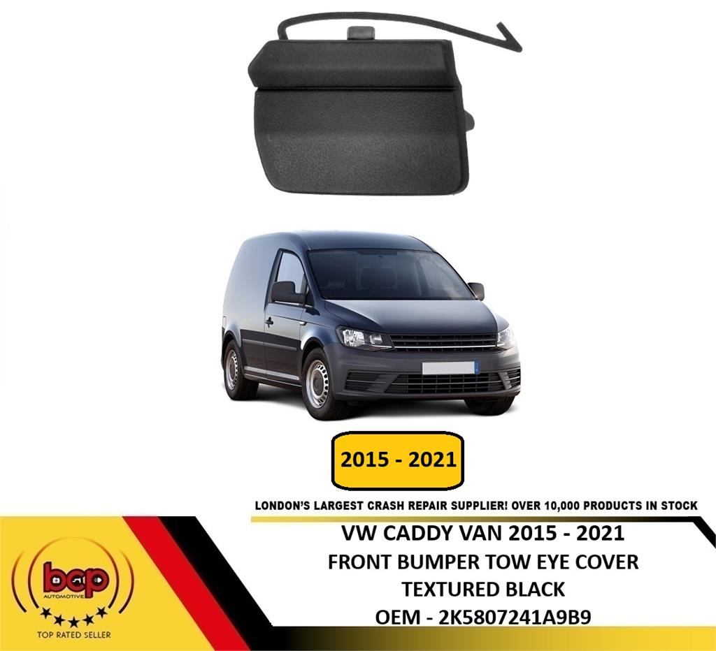 VW CADDY VAN 2015 – 2021 FRONT BUMPER TOWING EYE COVER TEXTURED BLACK UK SELLER